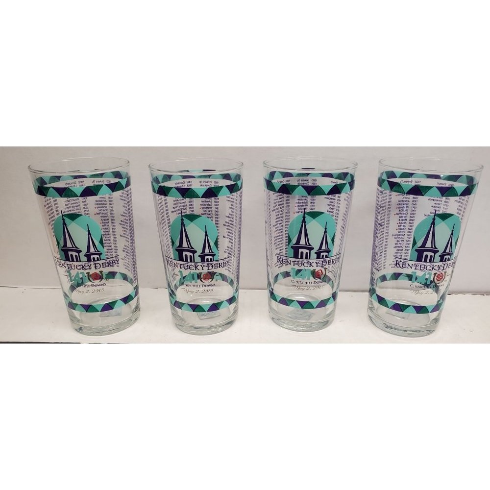 2015 141st Kentucky Derby Glasses‎ - Set of 4 - Churchill Downs-American Pharaoh